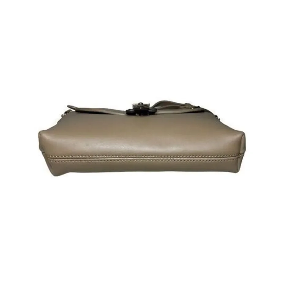 Spartina 449 Taupe Leather Hipster Crossbody Bag With Leopard Calf Hair Buckle‎